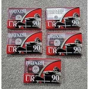 Maxell Ur-90 Normal Bias Audio Cassette Tapes Lot Of 5 90‎ Minute Tapes  Sealed